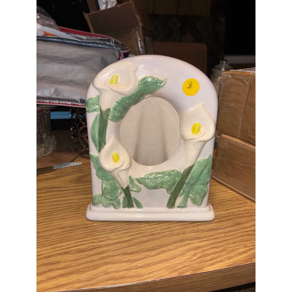 1 Vintage Style Ceramic Calla Lily Picture Frame Arched Floral Tabletop Decor